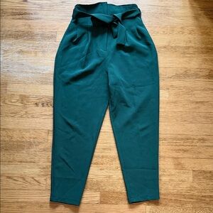 ASOS High-Waist Tie-Belt Women's Pants in Deep Green